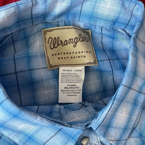 NWT Wrangler Pearl Snap Men's Short Sleeve Western Shirt Pockets Size 3XL - Picture 2 of 6